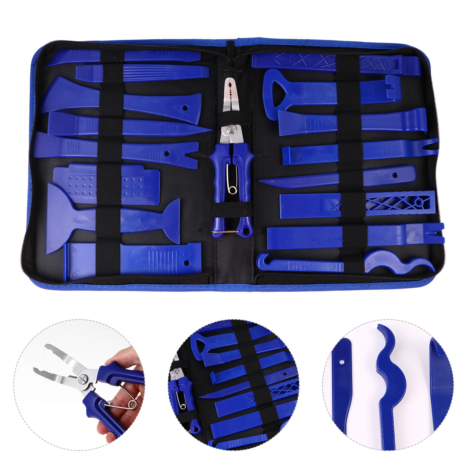 

17 Pcs Demolition Tools Disassembly Radio Removal Pry Disassembler 32X24.5CM Car Accessories Blue Steel Fastener Remover Bar