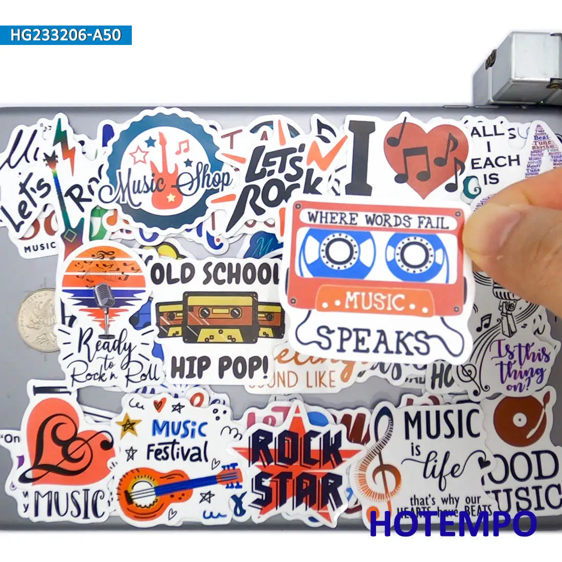 

20/30/50Pieces Musical Slogan Symbol Music Style Stickers for Guitar Scrapbook Car Motorcycle Luggage Phone Laptop Sticker Toys