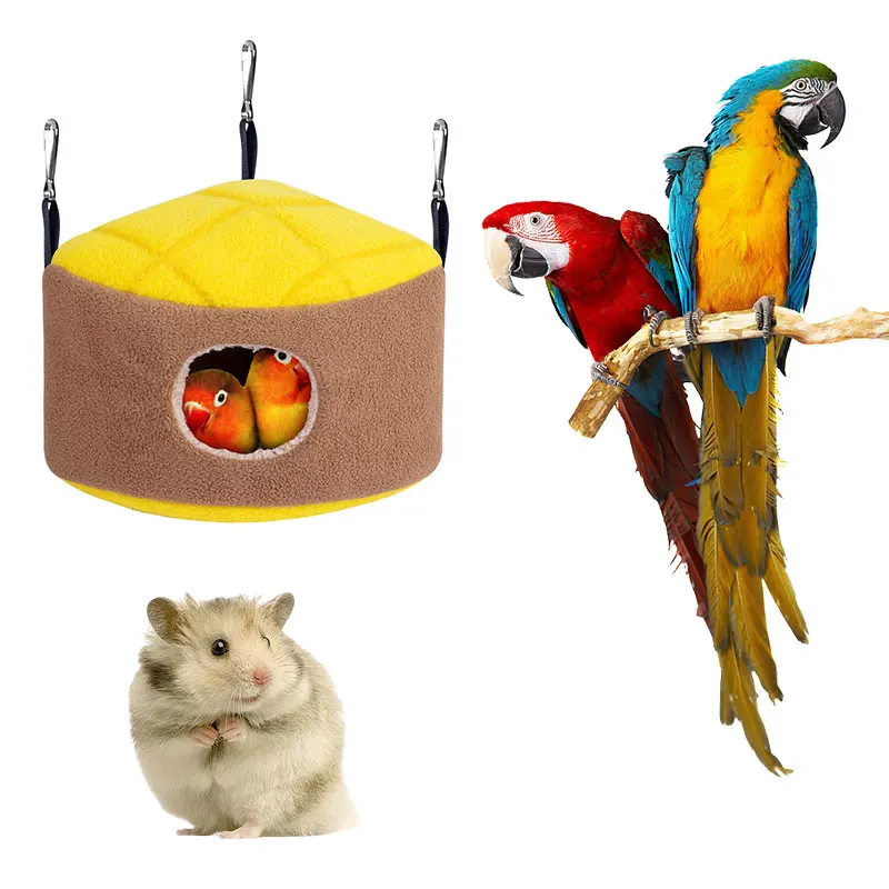 

Warm Bird Nest Winter House Plush Hideaway for Gerbil Small Parrot Parakeet Cockati Snuggle Hut Hanging Hammock Cage Accessories