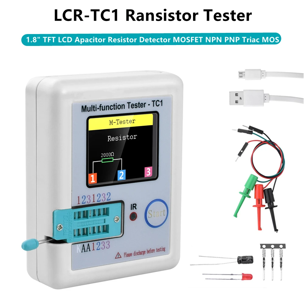 LCR-TC1 1 8 &quotTFT ЖК-дисплей мультиметр транзисторный тестер диодный триодный