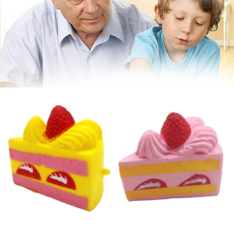 Stress Toy Food Fidget Cake Slice to Press Pinch Soft Squishy for Children ADD Calm Focus Anxious Kids Concentration |