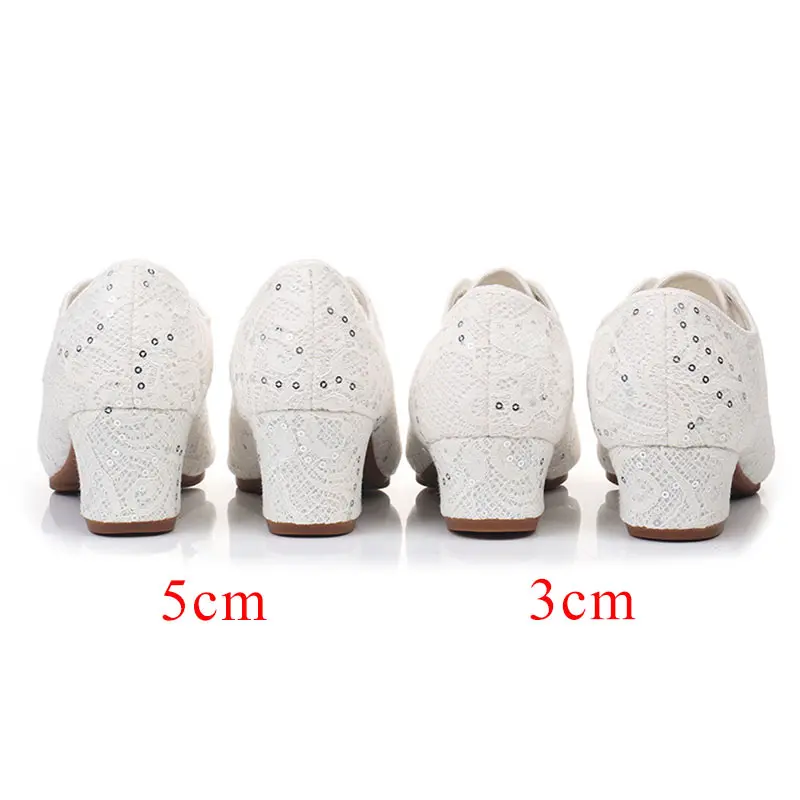 Lace Dance Shoes Women Jazz Latin Shoes Adult Ballroom Salsa Tango Shoes Female Heel 3cm 5cm Heels Breathable Training Sneakers