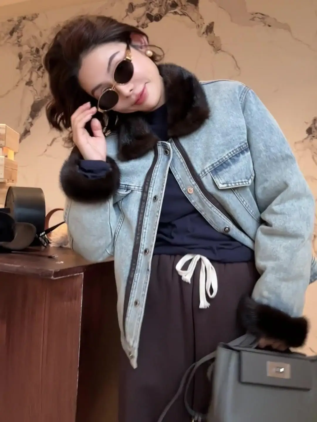 [Очень закажите оригинальную модель] Высококачественное стеганое джинсовое