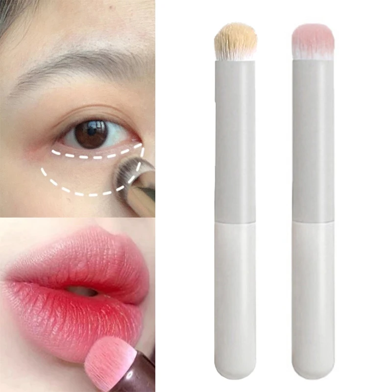 

Mini Lip Brush With Cover Portable Round Head Lip Brush Lipstick Brush Concealer Multi-Purpose Blending Makeup Cosmetic Tool
