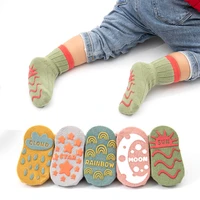 cotton non slip baby floor socks solid striped spring autumn rubber newborn kids toddler infant socks for girls boys 0 5 years