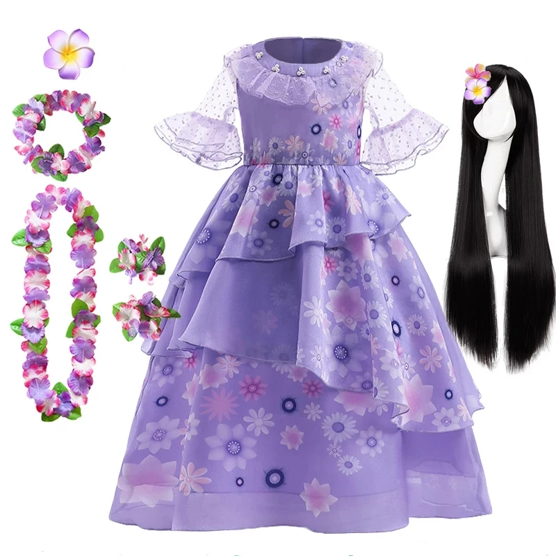 

Encanto Isabela Madrigal Girls Cosplay Princess Baby Kids Flower Party Dress Children Brithday Halloween Dress Up Costume