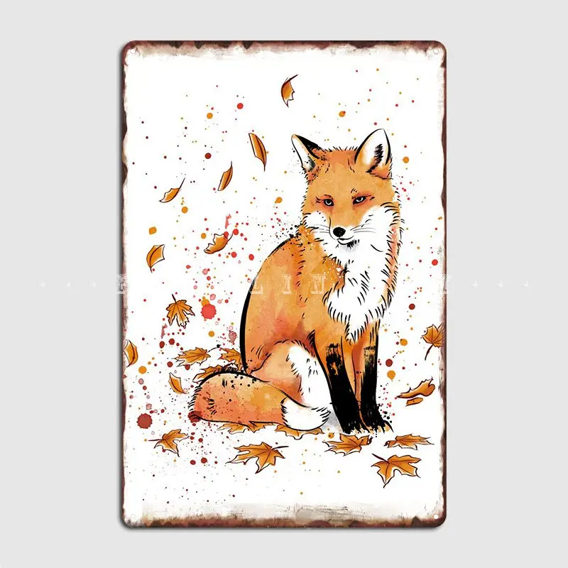

Лиса в снегу Плакат Металлический налет персонализированные настенные тарелки для паба бар пещера жестяной знак плакат
