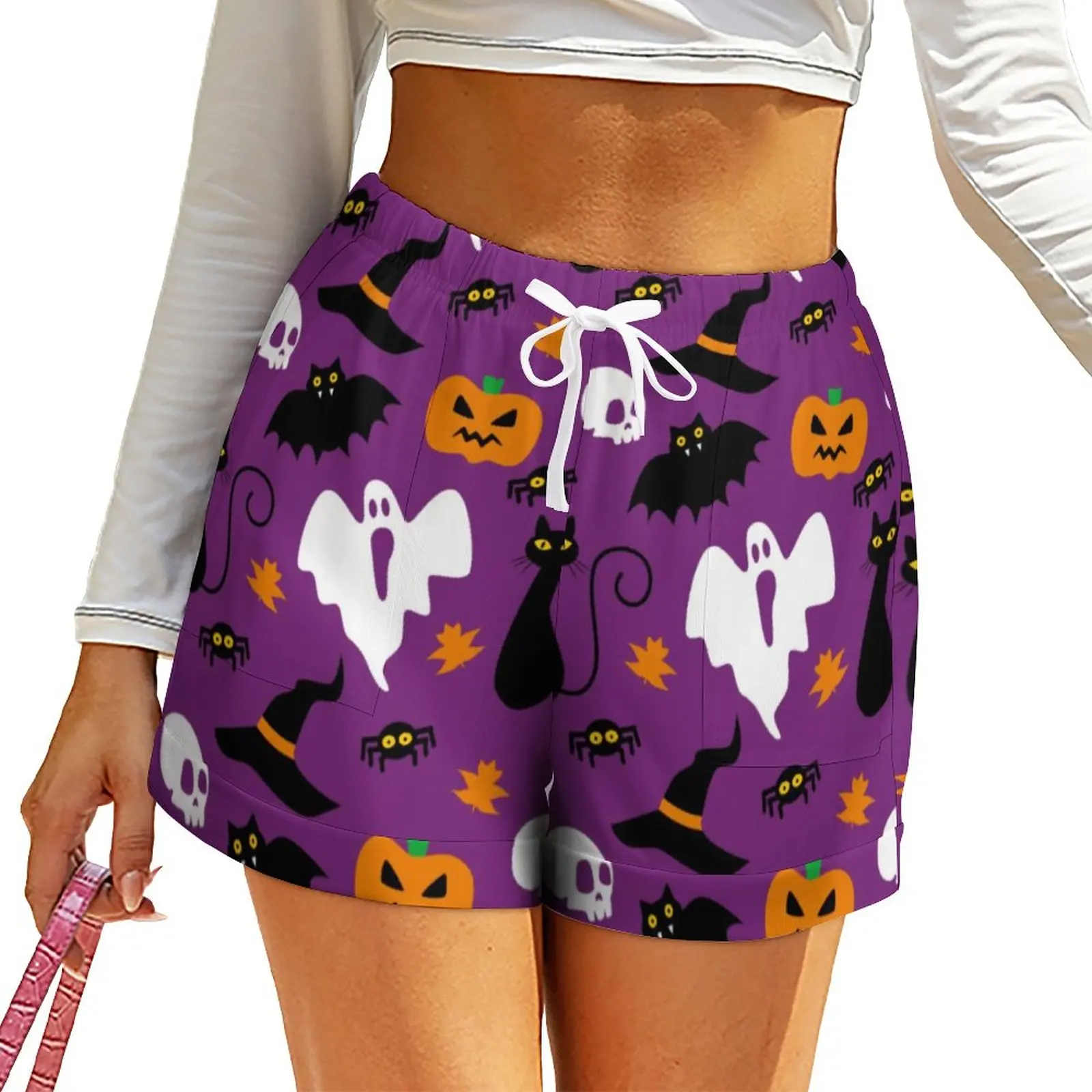 

Spooky Ghost Shorts High Waisted Cute Halloween Print Y2k Print Shorts Summer Kawaii Oversize Short Pants Street Fashion Bottoms