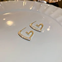 minimalist hollow out heart shape hoop earrings for women lady gold color copper love opening statement earring casual jewelry
