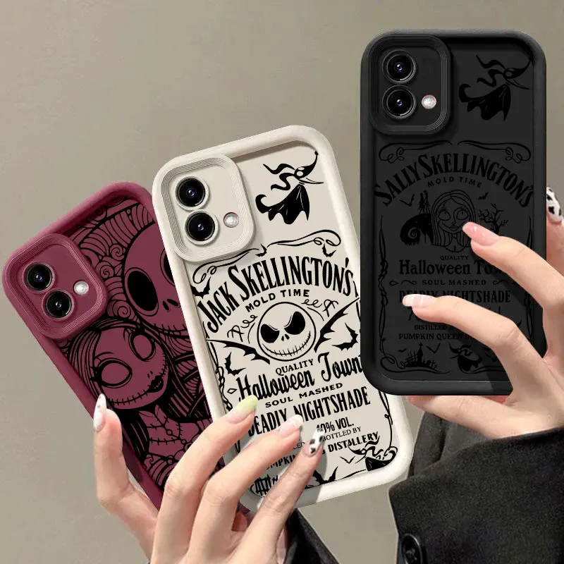 Фото Чехол Jack Skellington Sally Halloween для Motorola Moto G06 G56 G86 G96 G100 5G Edge 60 70 Fusion 50 Pro 40Neo G85 G84 G75 №2