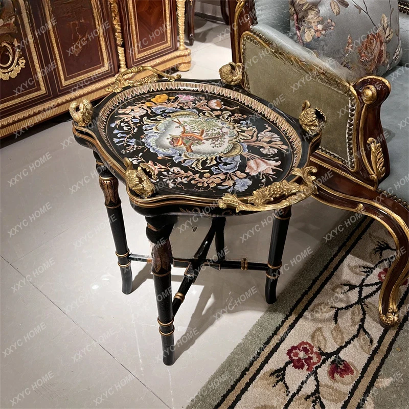 фарфоровый угловой столик медный с фарфором неоклассический небольшой