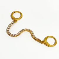 perisbox exquisite bling cubic zirconia chain earrings double pierced chain hoop earrings for women 2022 trendy jewelry gifts