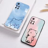 for xiaomi poco f3 case watercolor bear painted phone case for poco x3 pro nfc x3 gt m4 m3 m2 pro black shark 4 c3 x2 soft cover