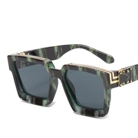 fashion trend big frame sunglasses green marble print street shooting catwalk solid eye sun glasses for women eyewear 2022