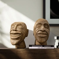 american nordic home tabletop decorations antique imitation wood figure head ornament figurines for interior resin crafts