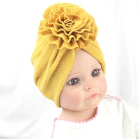0 3y large flower turban beanie baby girls cotton skullies bonnet kids hair flower cap toddlers headwrap beanies chidlren hat