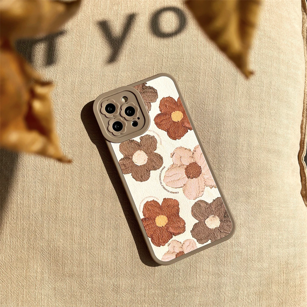 

Fashion Retro Flower Leather Cartoon Cute Case For Iphone 13 12 Pro Max 11 X Xs Xr Grils Women Luxury Soft Sillicone Cover Coque