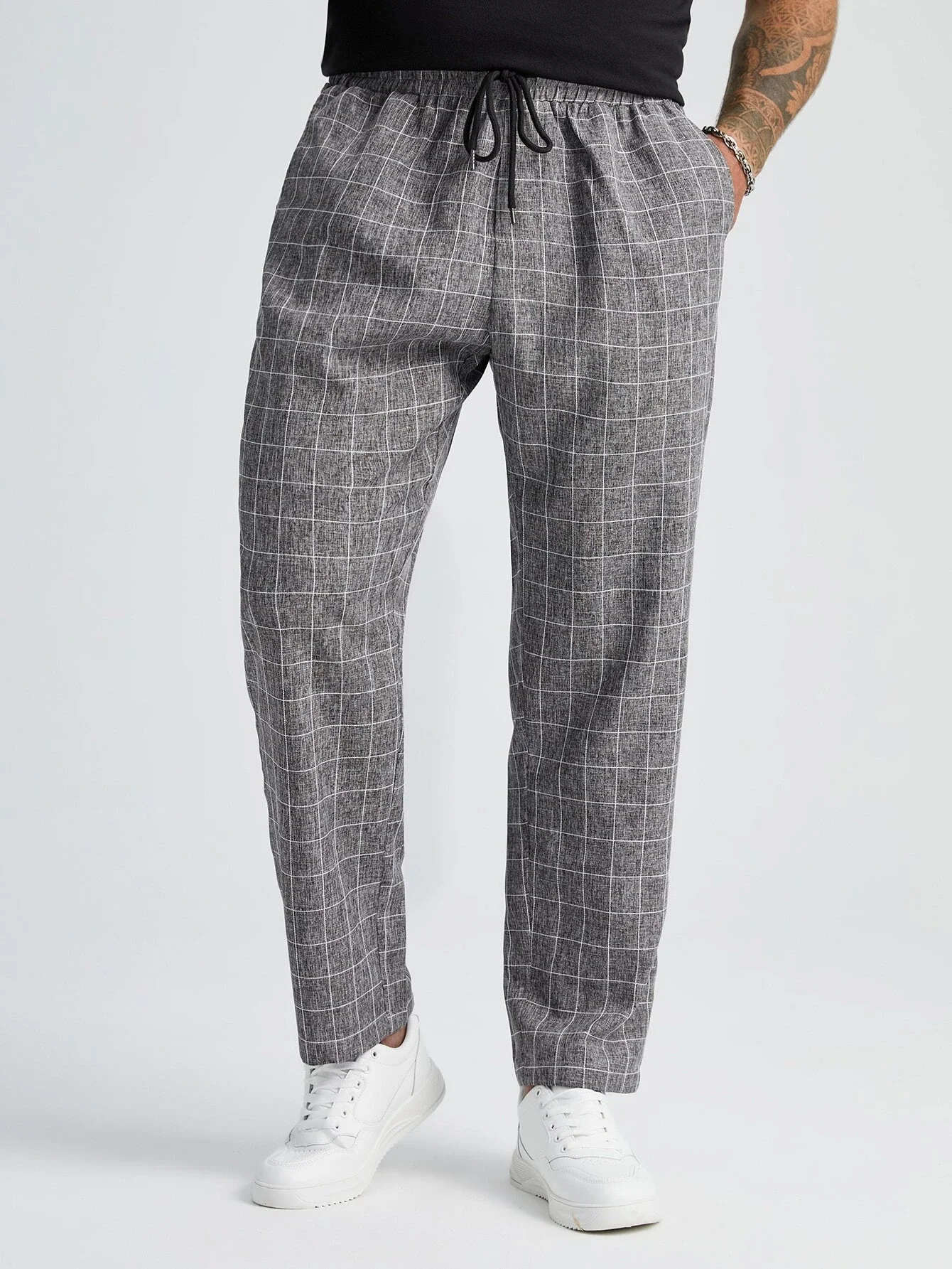 

Extended Sizes Men Plaid Print Pants