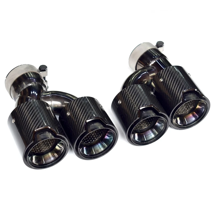 

SK CUSTOM Car Black Carbon Fiber Dual Exhaust Tip For BMW 5 Series Exhaust Pipe