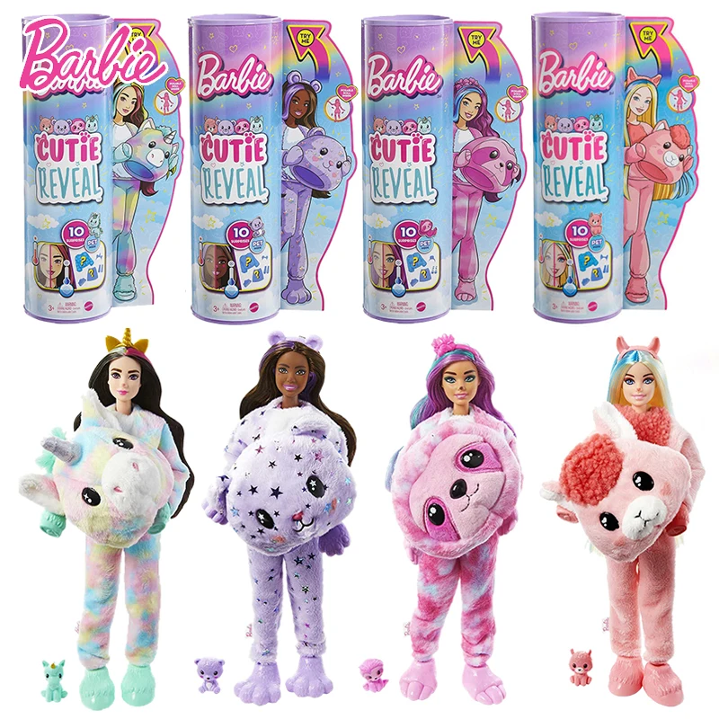 

Original Barbie Cutie Reveal Doll Fantasy Fashion with Plush Animals Costume Pet Anime Accessories Girls Toys Dress Up Princess