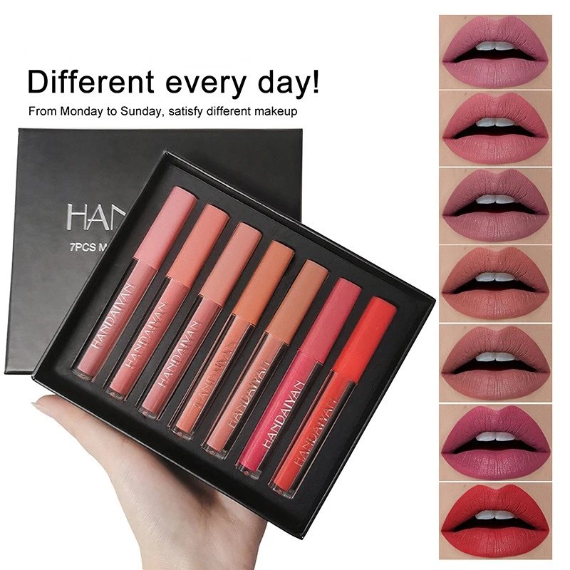 

Matte Non Stick Cup Lip Gloss Is Not Easy To Fade Fog Surface Liquid Thin Tube Lip Gloss 7-color Set Box Makeup