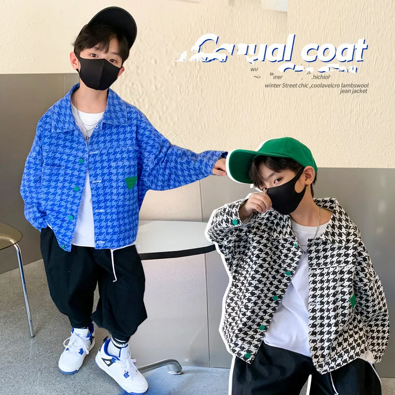 

Boys Spring Jackets Baby Fashion Outfits Clothes 2022 New Fashion Casual Cotton Plaid Kids Coat 8 10 12 years