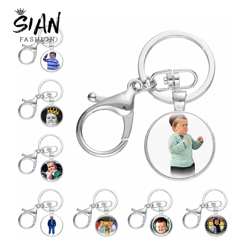 

Fashion Hasbulla Magomedov Meme Keyring Cute Mini Khabib Hasby Figure Glass Dome Keychain Lobster Clasp Buckle Zinc Alloy Gifts