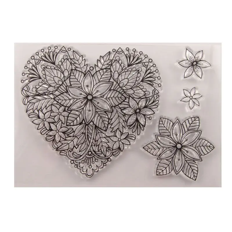 

Heart Flower Silicone Clear Seal Stamp DIY Scrapbooking Embossing Photo Album De