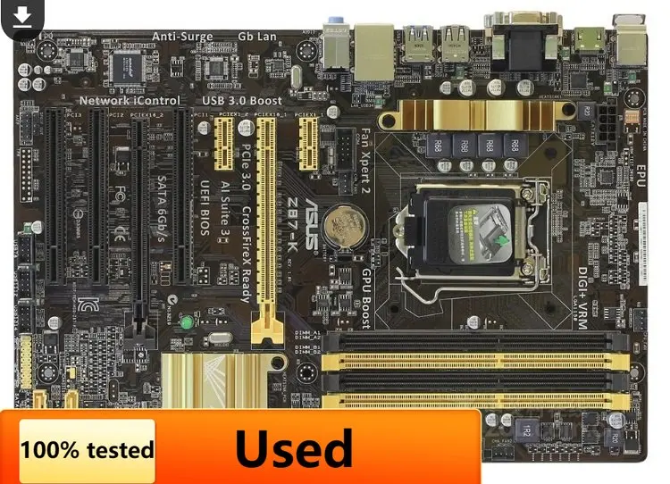 Настольная Материнская плата Asus Z87-K Z87 Socket LGA 1150 i7 i5 i3 DDR3 32G SATA3 USB3.0 ATX, оригинальная разборка