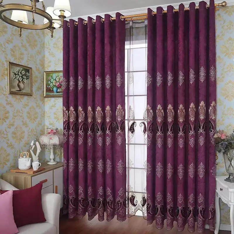 (10008) простые европейские плотные занавески с вышивкой в европейском стиле