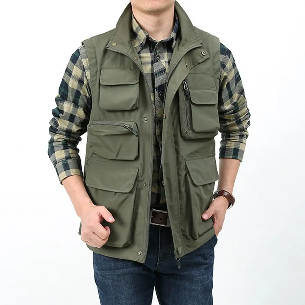 

Chic Lightweight Men Vest Coat Outdoor Waistcoat Multifunctional Quick-drying