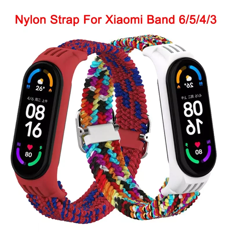 

Nylon Strap For Mi Band 7/6/5/4/3 Wristband Replacement Weave Colorful Bracelet For Xiaomi Mi Band 7 5 6 Amazfit Band 5 Band 6