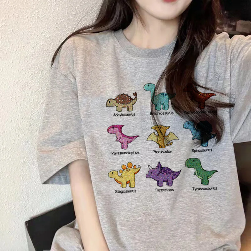 

Dinosaur t shirt women Japanese funny designer top girl designer 2000s clothing
