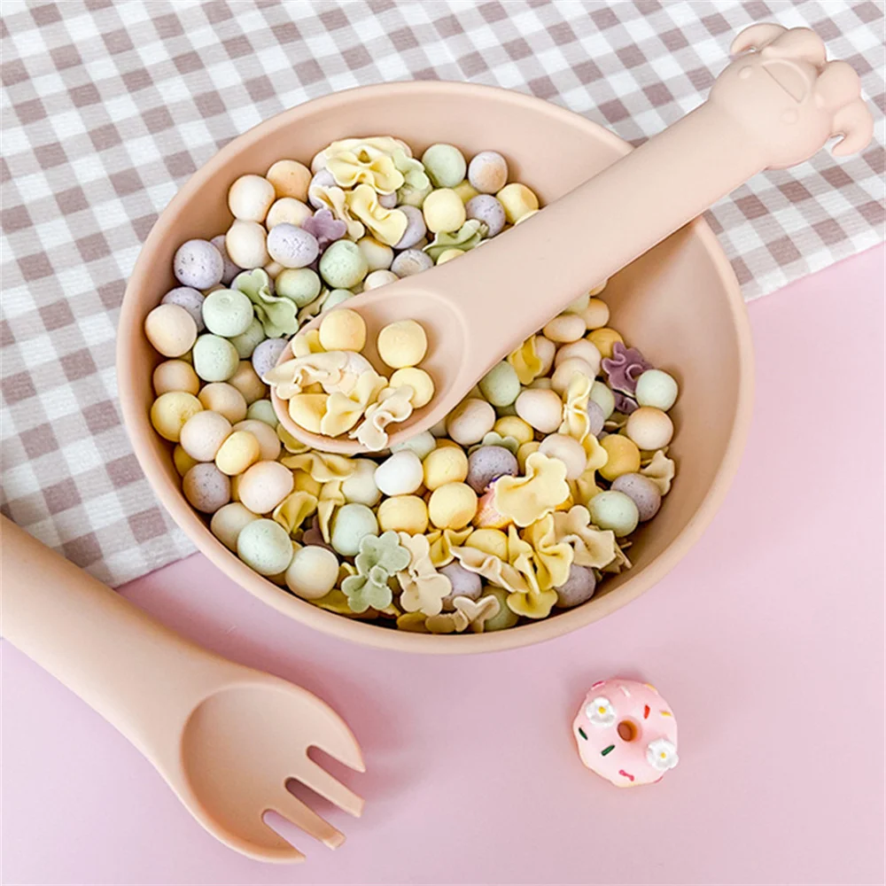 

Baby Food Supplement Artifact Food Grade Baby Training Predator Fork Spoon Silicone Soft Baby Fork Spoons Fork Spoon Creative