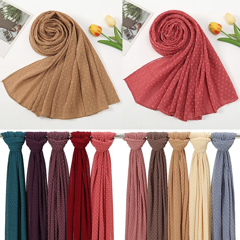 

Длинные шарфы, шаль, искусственная кожа, шифоновый плиссированный шифоновый шарф, однотонный головной платок, мягкий платок, шейный шарф