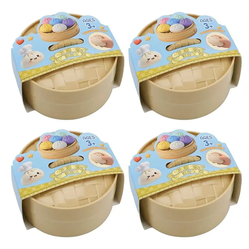 Фото Набор WOWFU-Dumpling Squishy Mysterious Box Glitter Set, милые антистрессовые мячики в форме булочек для детей и взрослых, случайные цвета, 4 шт. №1
