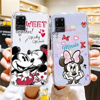 pink mickey minnie mouse phone case for samsung a73 a70 a20 a10 a8 note 20 10 9 ultra lite f23 m52 m21 j8 j7 j6 transparent