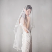 v608 graceful wedding bridal white lace veil one layer tulle brides blusher veils with hair comb women wed accessories