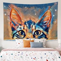 kawaii room decor colourful cute cat tapestry psychedelic boho hippie wall hanging for bedroom dormitory mural decor background