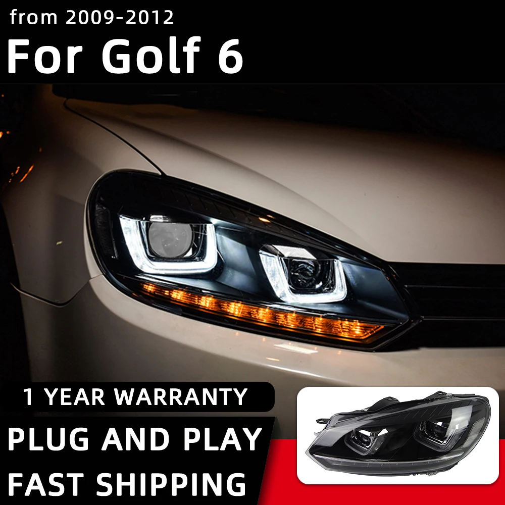 

Стайлинг автомобиля фары для VW Golf 6 MK6 светодиодный ные фары 2009-2012 Gti передняя фара DRL искусственные линзы автомобильные аксессуары