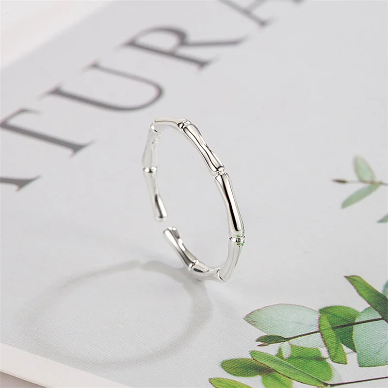 Минималистичное регулируемое кольцо из бамбука для женщин и девушек модное