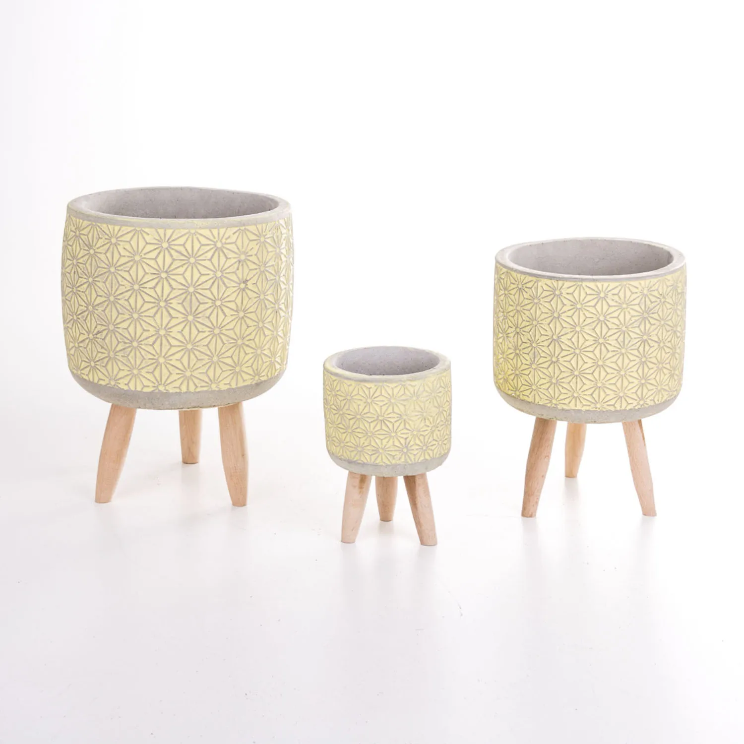 

3-piece Set star patterned yellow concrete flower pot
