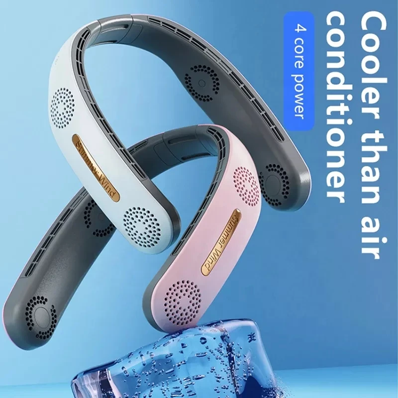 

Portable Mini Neck Fan Portable Bladeless Fan USB Rechargeable Fans for Outdoor Lazy Neck Bladeless Cooling Neckband Leafless