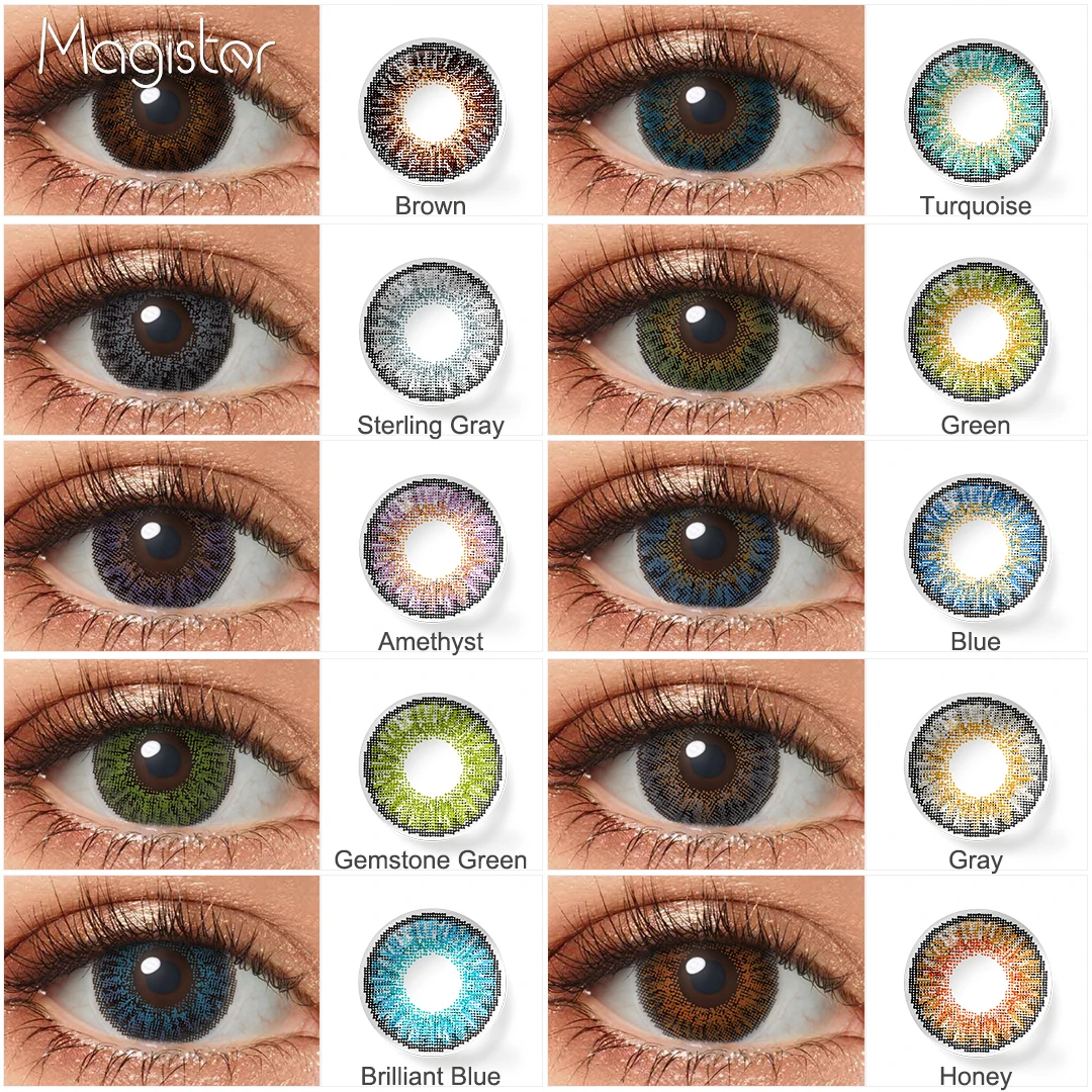 Magister Contact Lenses For Women Makeup 3 Tone Contact Lenses For Eyes Brown Purple Colored Lenses 2pcs Yearly Color Lens Eyes