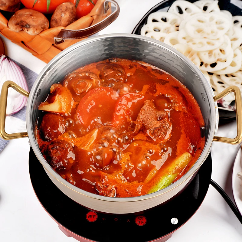 Three-Layer Steel Hammered Soup Pot Commercial Hot Thickened Induction Cooker Applicable to Gas Stove One Person Small |