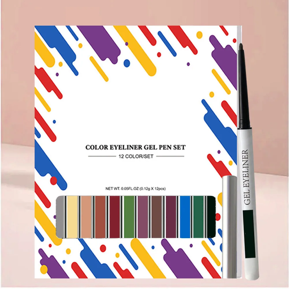 

Quick-Drying Colored Eyeliner Gel Pen 12 Color Set Portable Non-Smudge Eyeliner Pen For Women Girls
