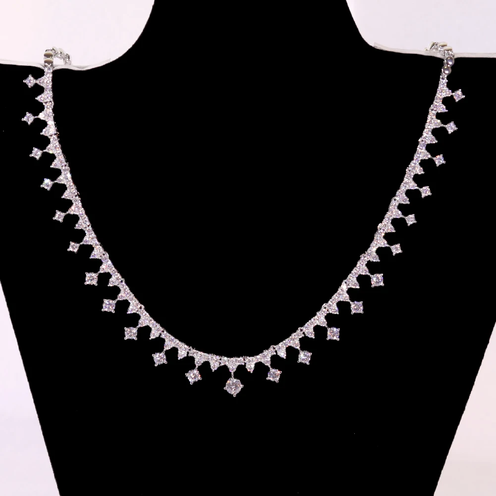 2024 роскошный дизайн белое ожерелье с микро-паве циркониевое комплекты ювелирных