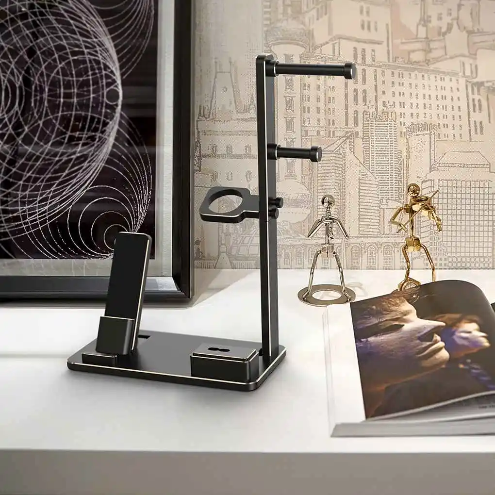 

6 in 1 Aluminum Alloy Phone Stand Tablet Support Holder Charging Base Bracket Headphones for iPhone iWatch iPad