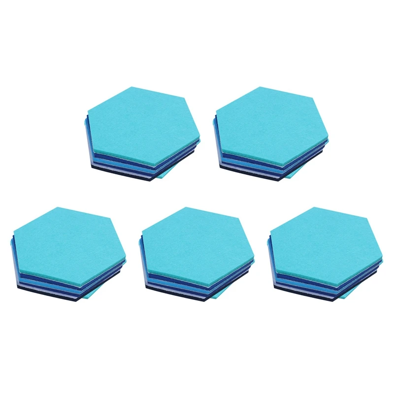 

25Pcs Hexagon Felt Board Hexagonal Felt Wall Sticker Multifunction 3D Decorative Home Message Board Blue Series