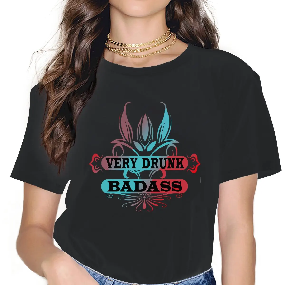

Vintage Drunk T-Shirts for Women Round Collar T Shirts Addict Motorcycle Cool Short Sleeve Tee Shirt Birthday Gift Clothing